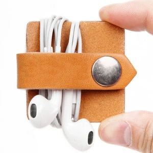 2016 Portable Leather Headphone Cable Winder