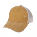 2020  Cross  Ponytail Baseball  Women Washed Cotton Trucker  Casual Summer Leopard Camouflage messy bun Hat  Dad Hats