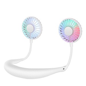 2020 Hot Sale Lazy Wearable Portable Summer Neck Band Dual Rechargeable USB Led Neck Hang Fan