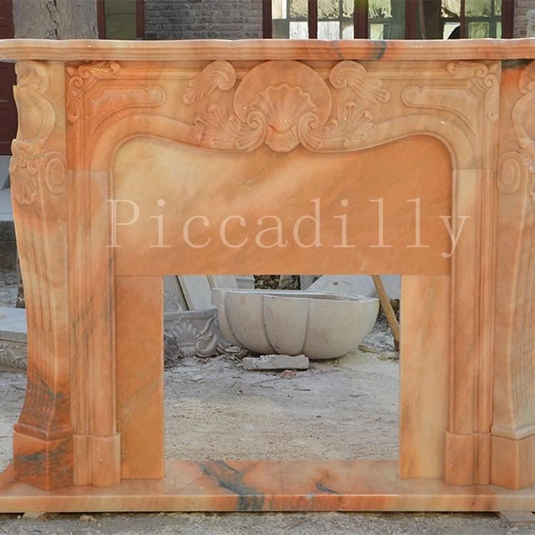 2020 hot sale  modern Indoor Decorative Cast Egypt Cream  hand carved fireplace mantel marble