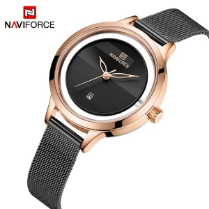 2020 NAVIFORCE New Women Watches 5014 Luxury Quartz Ladies Watches transparent dial Female Wristwatches reloj naviforce