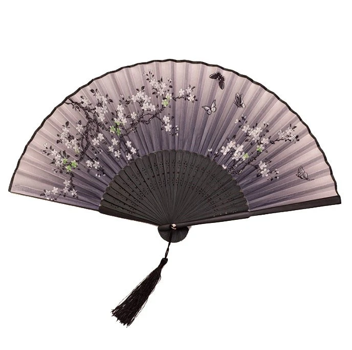 2020 NEW Bamboo products wholesale glow custom printed folding hand fan personelisde silk embroider holder hand fan