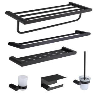 2020 New design good quality Aluminum black color towel shelf  bathroom accessories set