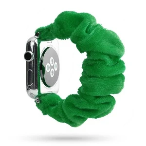 2020 new fashion custom logo velvet scrunchie watch band for apple watch