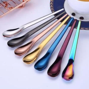 2020 new stainless steel titanium  ice cream spoon mini teaspoons dessert spoon metal  teaspoon