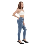 2021 Custom Wholesale Mom Jeans Womens High Waist Slim Pencil Pants Jeans Ripped Jeans