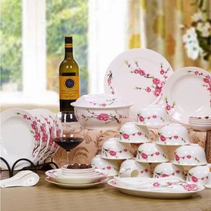 2021 new arrival factory supply luxury high-end classic vintage flower blossom bone china Dinnerware Sets bone china diner set