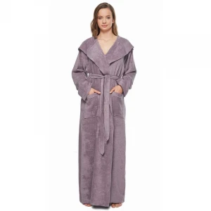 2021 New High Quality Terry 100%Cotton Soft Casual Hooded Women Bathrobe
