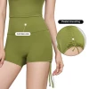 2023 New Fashion Nude Feeling Yoga Clothing Pleated Fitness Active Wear No T Line Sports Riding Workout Tight High Waist Breathable Soft Gym Shorts for Women