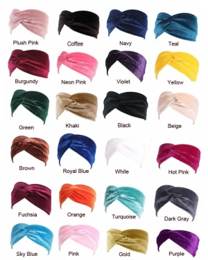 21 Colors Velvet Headband Cross Knot Hairband Women Wide Elastic Hair Bands Hair Accessories Girl Hair Ornament Turban HB0012