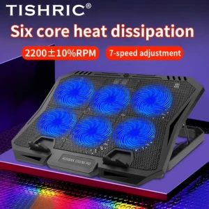 2200RPM Laptop Cooler 7CM Six Fans Air Radiator 7-speed Height Adjustment Gaming Notebook Cooler For 12-17 Inch Stand