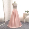2pcs Corset/Skirt Beaded Crystal Shinny Satin Womens Special Occasion Dress Pink KeyHole Back Prom Dress