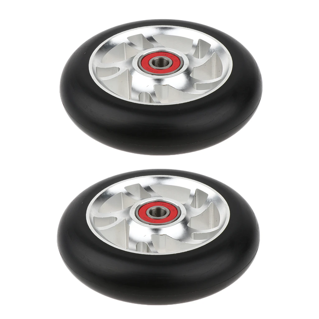 2pcs Replacement 100mm Push/Kick/Stunt Scooter Wheels with Bearings & Bushings Professional Stunt Scooter Wheels Replacements
