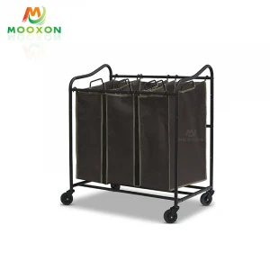 3 Bag Laundry Sorter Cart Hamper Sorter Rolling Trolley Clothes Storage