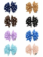 3 Inch Polka Dot Grosgrain Ribbon Bows Clips With Alligator clip Boutique Kids Girls Bow tie Hair Accessories
