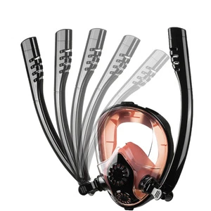 360 Degree Rotation 2 Snorkels Water Big Visible Angle Full Face Snorkel Mask With Action Camera Mount Bracket