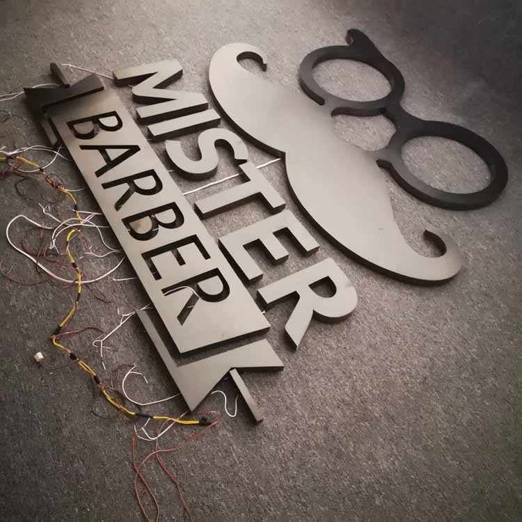 3d backlight stainless steel letters barber shop sign electronic backlit sign/logo