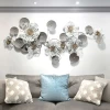 3d Silver Living Room Floral Art Flower Iron Metal Decoration Items Iron Metal Wall Hanging Decor