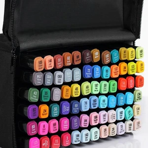 40 Colors Dual Tips Permanent Marker Pens Art Markers for Kids, Highlighter Pen with Carrying Case for Drawing