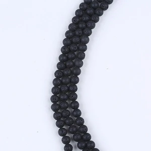 4mm Round Black Lava Rock Bracelet Beads