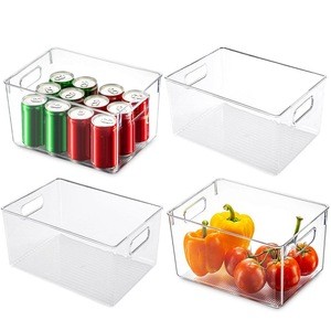 4PCS Refrigerator Storage Box Lightweight Clear Pantry Organizer Bin Kitchen Transparent Storage Box Home Organizer Food Contain