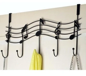 5 Rural Nail Music Note Style Metal Coat Hanger Wrought Iron Rack Robe Hooks