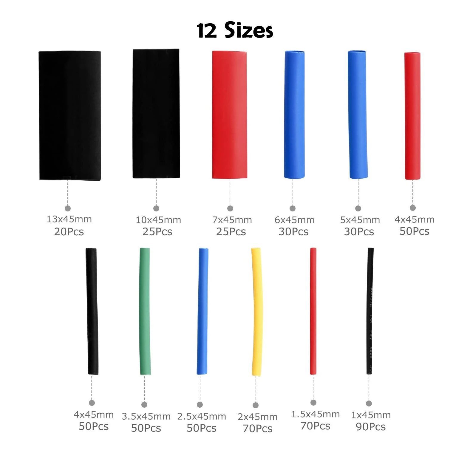 560 pcs Heat Shrink Electric Insulation Wrap Tubing Cable Sleeve