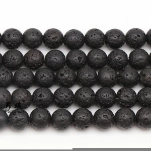 5A Quality Round Loose Natural Black Volcanic Rock Men Bracelet Lava Stone Beads For Jewelry Making