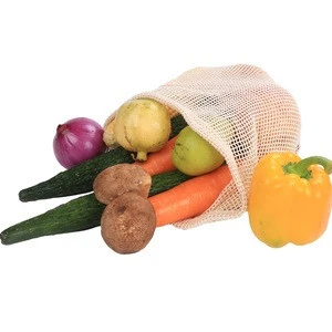5pcs eco-friendly muslin bag pack fruit vegetable grocery cotton drawstring mesh bag