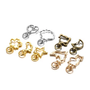 5pcs/lot Moon Dog Cat Cloud Heart Keychain Lobster Clasp Jewelry Findings Hooks For DIY Handmade Key Chain Accessories Supplies
