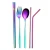 Import 6pcs reusable SUS 304 cutlery  travel utensils flatware with Metal straw pattern fabric pouch chopsticks forks and spoons from China