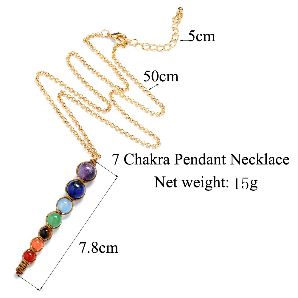 7 Multicolor Lava Chakra Healing Balance Beads Necklace Women Necklaces & Pendants Reiki Spiritual Yoga Jewelry Pendant Necklace