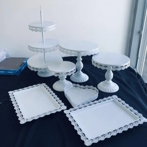 7 pcs wedding cake stands dessert display with pendants and beads
