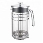 800ml Chrome Clear High Borosilicate Glass Stainless Steel Tea Coffee Maker