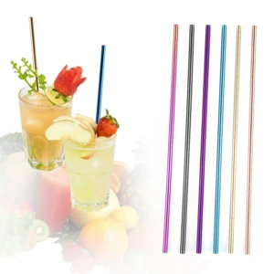 8.5 inch Colorful Titanium Metal Drinking Straw for bar party cocktail