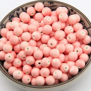 8mm pinkycolor glaze Porcelain Round Ceramic Beads For Jewelry Making Decorative Diy Bicone Pattern Beading Wholesale