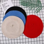 ACE Womens Solid Color Beret 100% Wool French Beanie Cap Hat Custom Red Beret Hat,Casquette Beret Homme