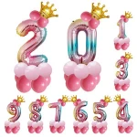 Amazon New Balloon Gradient Digital Crown Birthday Party Aluminum Film Balloon 32 Inch Aluminum Film Number  Balloon