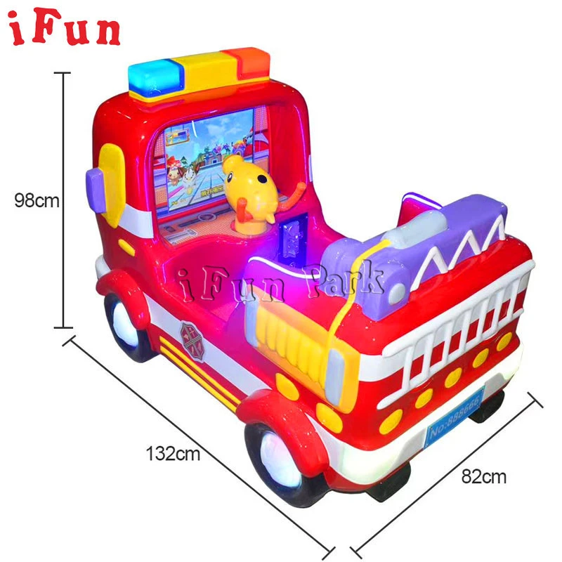 Amusement Gaming Center Kiddie Rides Cashless System Kids Video Arcade Game Machine 3D Fire Truck