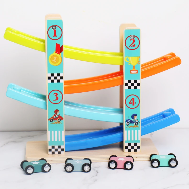 arrival wooden ramp racer car racing track educational toddler toys kids wooden