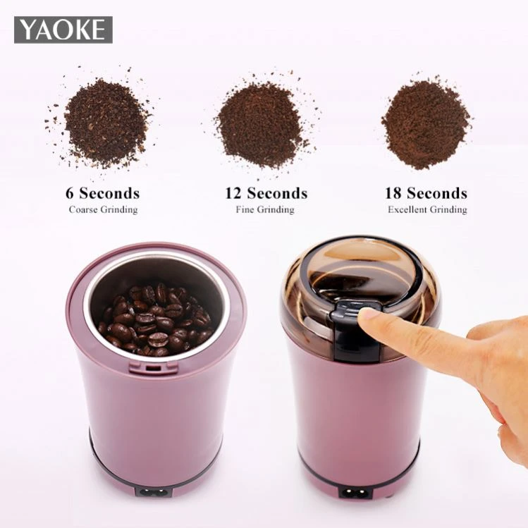Automatic stainless steel blade color black,white,purple coffee bean grinder
