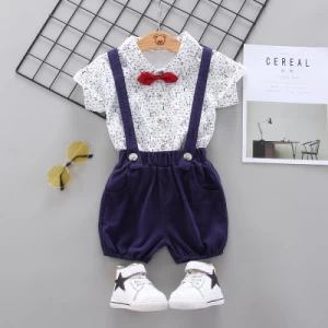 Baby Boys Clothes Dress Shirt with Bowtie + Suspender Shorts