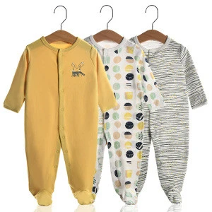 Baby clothes long sleeve three piece set wholesale cotton printing Baby Romper