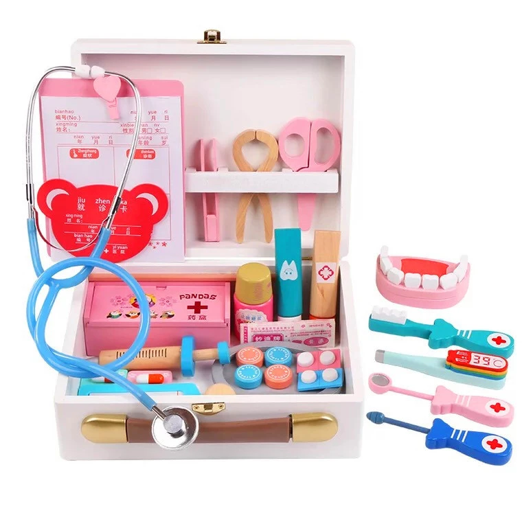 Baby Doctor Trolley Toy Simulation Sound And Light Stethoscope Medicine Cabinet Play House Set