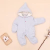 Baby Outwear 100% Cotton Jacquard  Winter Quilted Baby Clothes With Removable Hood And Snaps