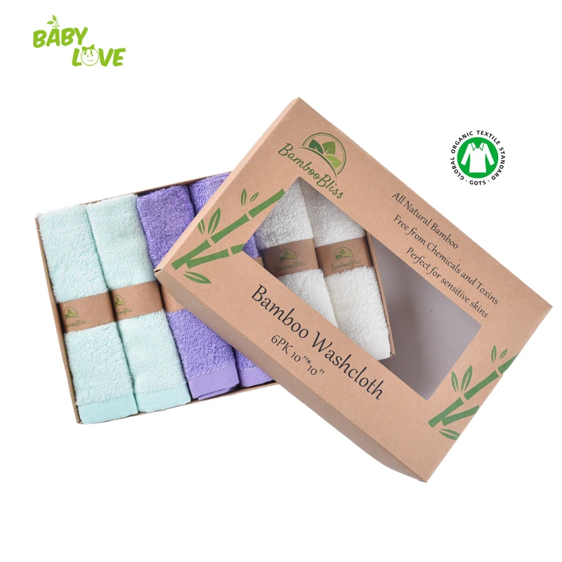 BabyLove Wholesale Soft Terry 100% Organic Bamboo Baby Face Towel Baby Washcloths For Baby
