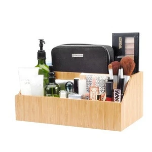 Bamboo Bathroom Tray Caddy Organizer For Beauty Products, Hair Care, Make Up