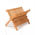 Bamboo Dish Rack Folding Dish Drainer Wooden Plate Rack Collapsible Drying Rack. Made of 100% Natural Bamboo