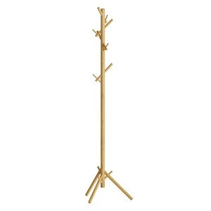 Bamboo Tree wood Coat Rack Stand Easy Assembly 3 Adjustable Size Free Standing Coat Rack