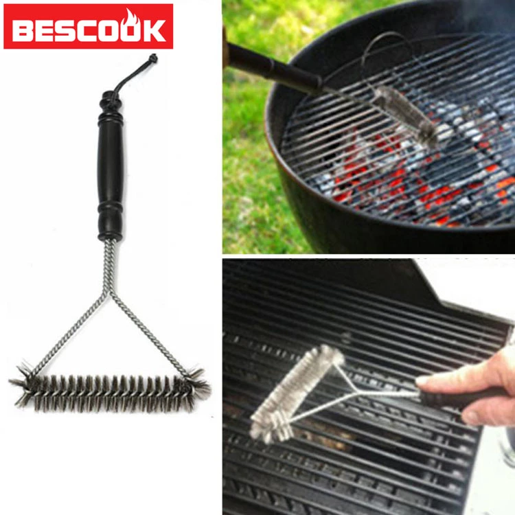 BBQ brush Barbecue Grill Cleaning Brush Wire Cleaner Outdoor Stainless Steel BBQ Clean Tool Accessories with Handle